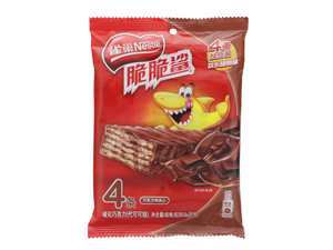 雀巢脆脆鲨巧克力味涂层威化饼干四条装