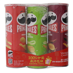 pringles品客烧烤牛排味+酸乳酪洋葱味+原味薯片三连罐组合装