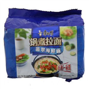 康师傅锅煮拉面翡翠海鲜面方便面