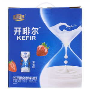 君乐宝开啡尔草莓味巴氏杀菌热处理风味发酵乳