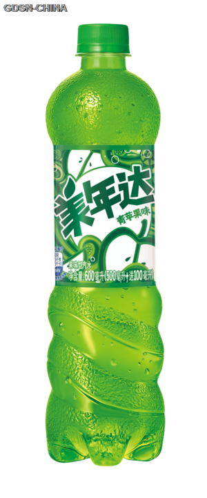 美年达青苹果味汽水600毫升（500毫升+送100毫升）