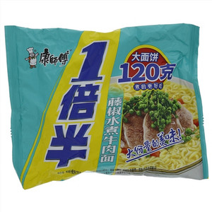 康师傅大面饼1倍半藤椒水煮牛肉面
