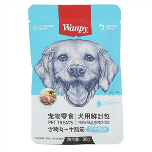 Wanpy宠物零食 犬用鲜封包含鸡肉+牛蹄筋（活力营养）