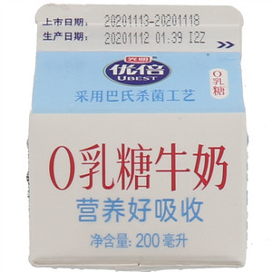 光明优倍0乳糖牛奶200毫升