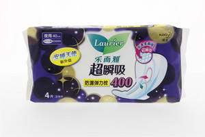 乐而雅超瞬吸纤巧立围柔爽棉网卫生巾400