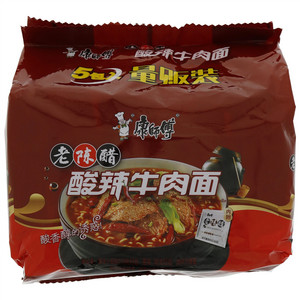 康师傅老陈醋酸辣牛肉面袋面五包入