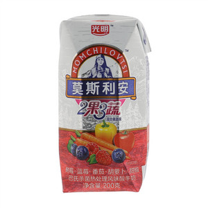 光明莫斯利安两果三蔬200g钻石包巴氏杀菌热处理风味酸牛奶(蓝莓、树莓、甜椒、胡萝卜、番茄)