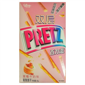 格力高双层百力滋草莓牛奶味装饰饼干