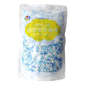 乐焙炫彩袋装混装糖针（ 蓝白圆片）糕点装饰用糖果