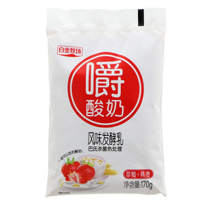 白金牧场嚼酸奶草莓+燕麦风味发酵乳