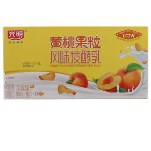 光明黄桃果粒风味发酵乳100克*8