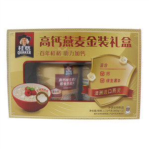 桂格高钙维生素D即食燕麦片2022新年装860克*2罐*4组