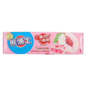 徐福记熊博士白桃乌龙茶味果肉口嚼糖弹性充气糖果