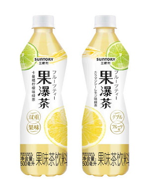 三得利果瀑茶卡曼橘柠檬味绿茶500ml