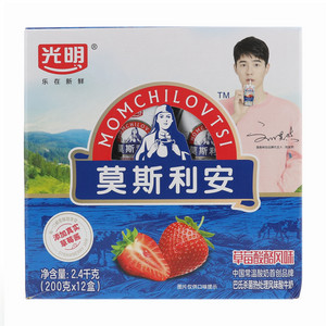 光明莫斯利安巴氏杀菌热处理风味酸牛奶（草莓酸酪风味）200g*12