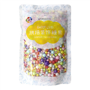 乐焙炫彩袋装大小珠混装-彩色糕点装饰用糖果