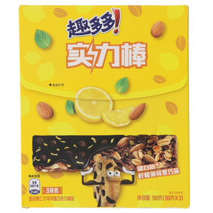 趣多多实力棒蛋白质+柠檬薄荷黑巧味混合果仁代可可脂巧克力制品