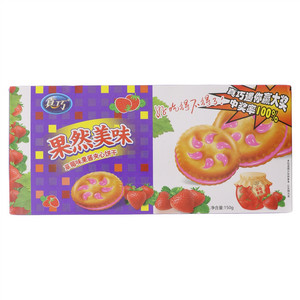 果然美味 草莓味果酱夹心饼干
