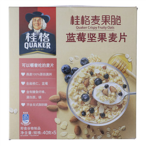 桂格麦果脆蓝莓坚果麦片盒装40克*5包