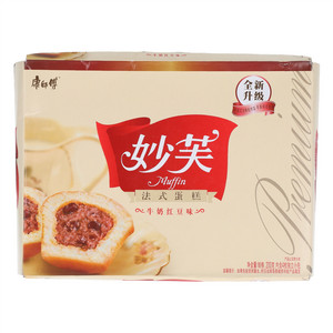 妙芙法式蛋糕牛奶红豆口味4枚入盒装