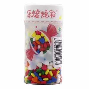 乐焙炫彩瓶装抛光压片七彩小爱心糕点装饰用糖果