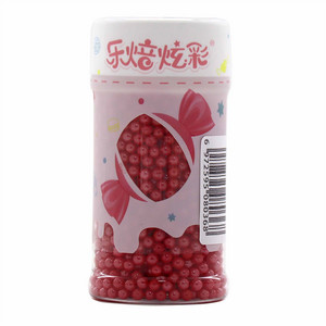 乐焙炫彩瓶装圆珠4mm-大红糕点装饰用糖果