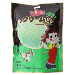 不二家巧克力夹心型硬质糖哈密瓜味