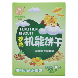 福禄纳核桃小米水果味核桃机能饼干