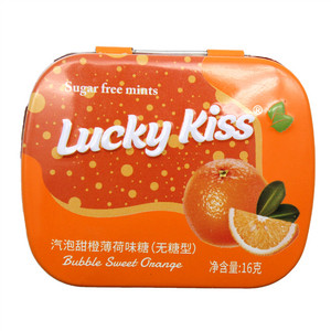 Lucky kiss甜橙薄荷味汽泡甜橙薄荷味糖（无糖型）