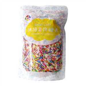 乐焙炫彩袋装彩针抛光-淡七彩色糕点装饰用糖果