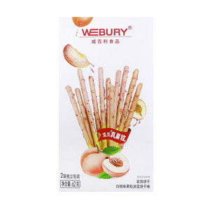 WEBURY威百利白桃味果粒涂层饼干棒