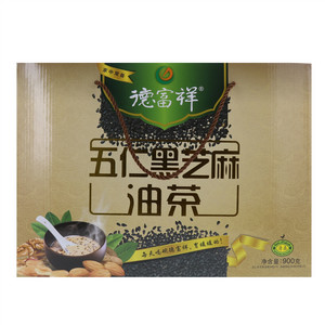 德富祥五仁黑芝麻油茶礼盒900g（五仁黑芝麻油茶40克×15，油茶伴侣（炒米）20克×15）