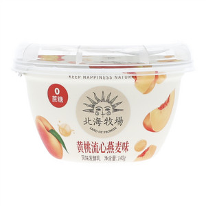 北海牧场0蔗糖酸奶黄桃流心燕麦