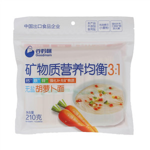 谷妈咪矿物质营养均衡3:1无盐胡萝卜面（挂面）