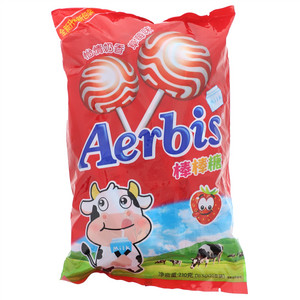 Aerbis草莓牛奶味棒棒糖