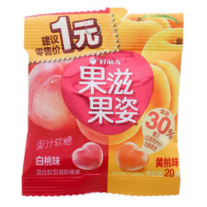好丽友果滋果味白桃味/黄桃味混合型凝胶糖果