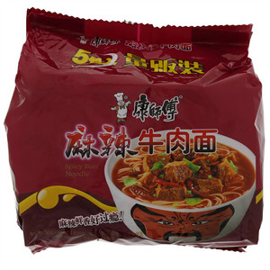 康师傅麻辣牛肉面袋面五包入