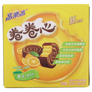 高乐高卷卷心橙子口味夹心巧克力味涂层蛋糕