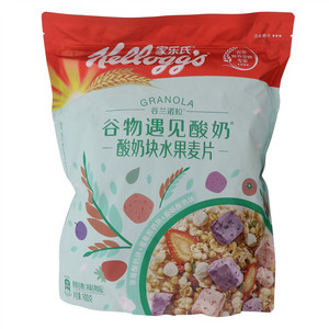 家乐氏谷兰诺拉谷物遇见酸奶酸奶块水果麦片