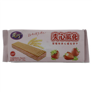 真巧夹心威化草莓味夹心威化饼干