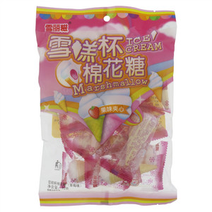 雪丽糍草莓味果味夹心雪糕杯棉花糖
