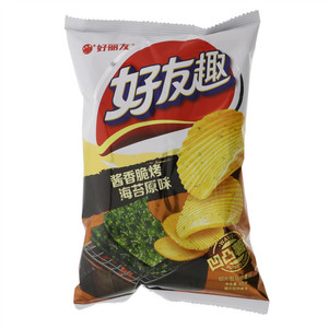 好丽友好友趣酱香脆烤海苔原味凹凸薯片