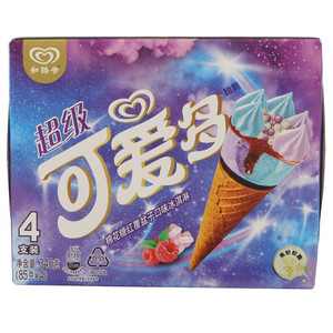 和路雪超级可爱多甜筒棉花糖红覆盆子口味冰淇淋