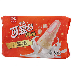 和路雪可爱多白巧克力风味脆皮+牛轧糖口味棒棒冰淇淋