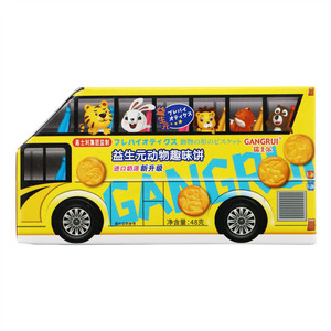 GANGRUI瑞士乐奶味益生元动物趣味饼（巴士车）饼干