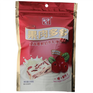中意果肉多多蔓越莓鲜奶牛轧糖