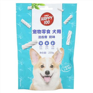 WANPY HAPPY100宠物零食犬用洁齿骨奶味