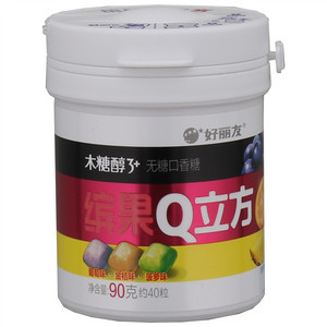 好丽友木糖醇3+缤果Q立方葡萄味金桔味菠萝味无糖口香糖