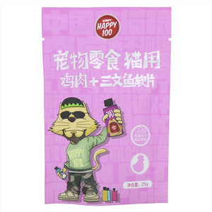 WANPY HAPPY100宠物零食猫用鸡肉+三文鱼软片