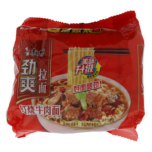 康师傅劲爽拉面 红烧牛肉袋面5包入
